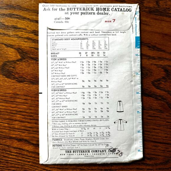 Vintage 1960s Butterick 4747 Sewing Pattern Girls Size S Mini Dress COMPLETE - Picture 2 of 2